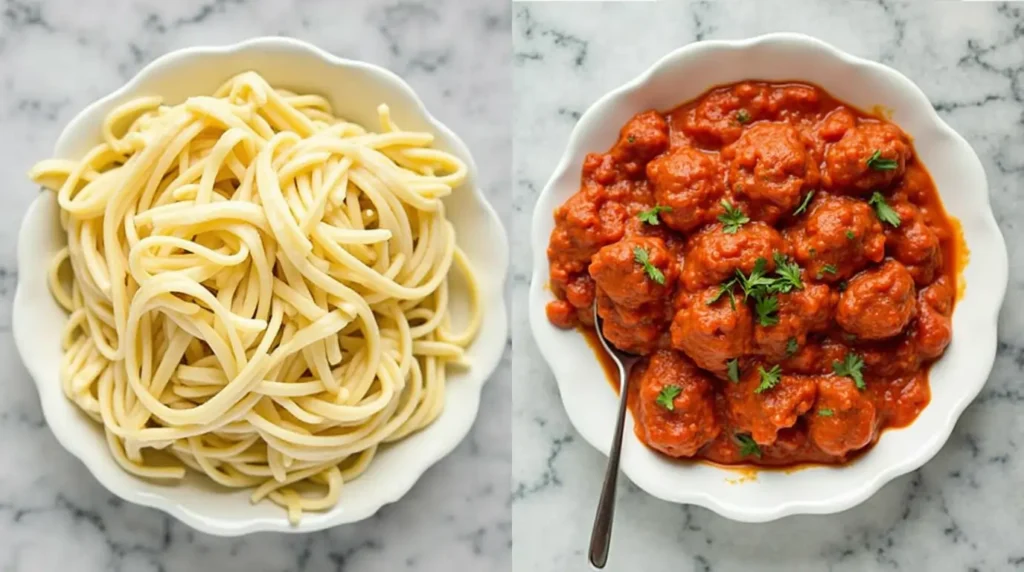 alfredo and marinara pasta 